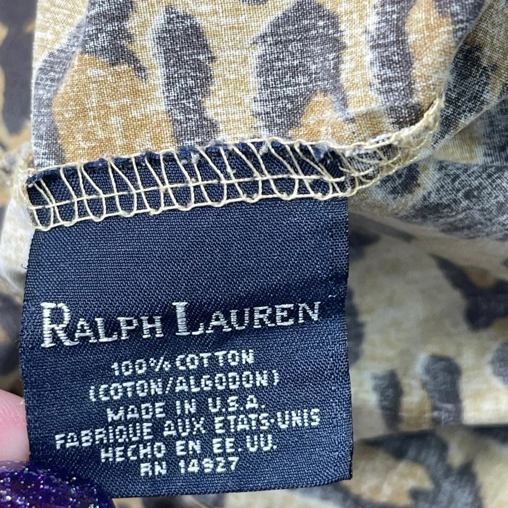 Vtg Ralph Lauren King Pillowcase Leopard Animal Print Cotton Made in USA Damages